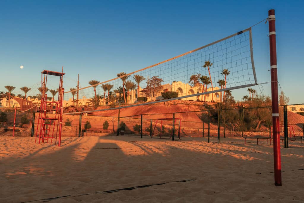 www.appr.com : What do you put around a sand volleyball court?